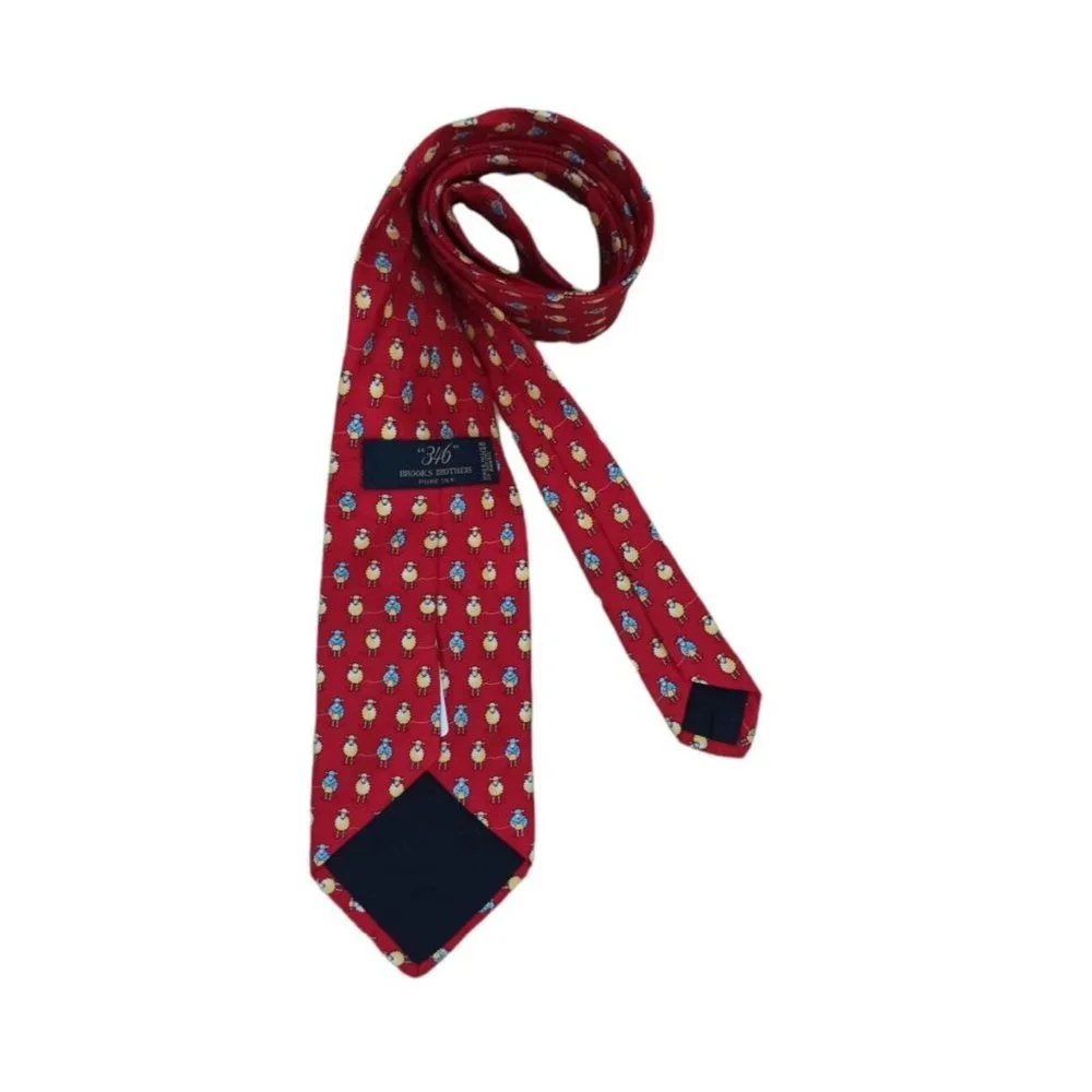🆕BROOKS BROTHERS 346 Red sheep Silk Tie USA 58